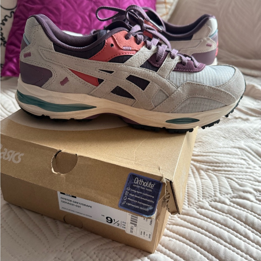 ASICS Women's Running Sneakers in Gray, Purple and Coral Pink